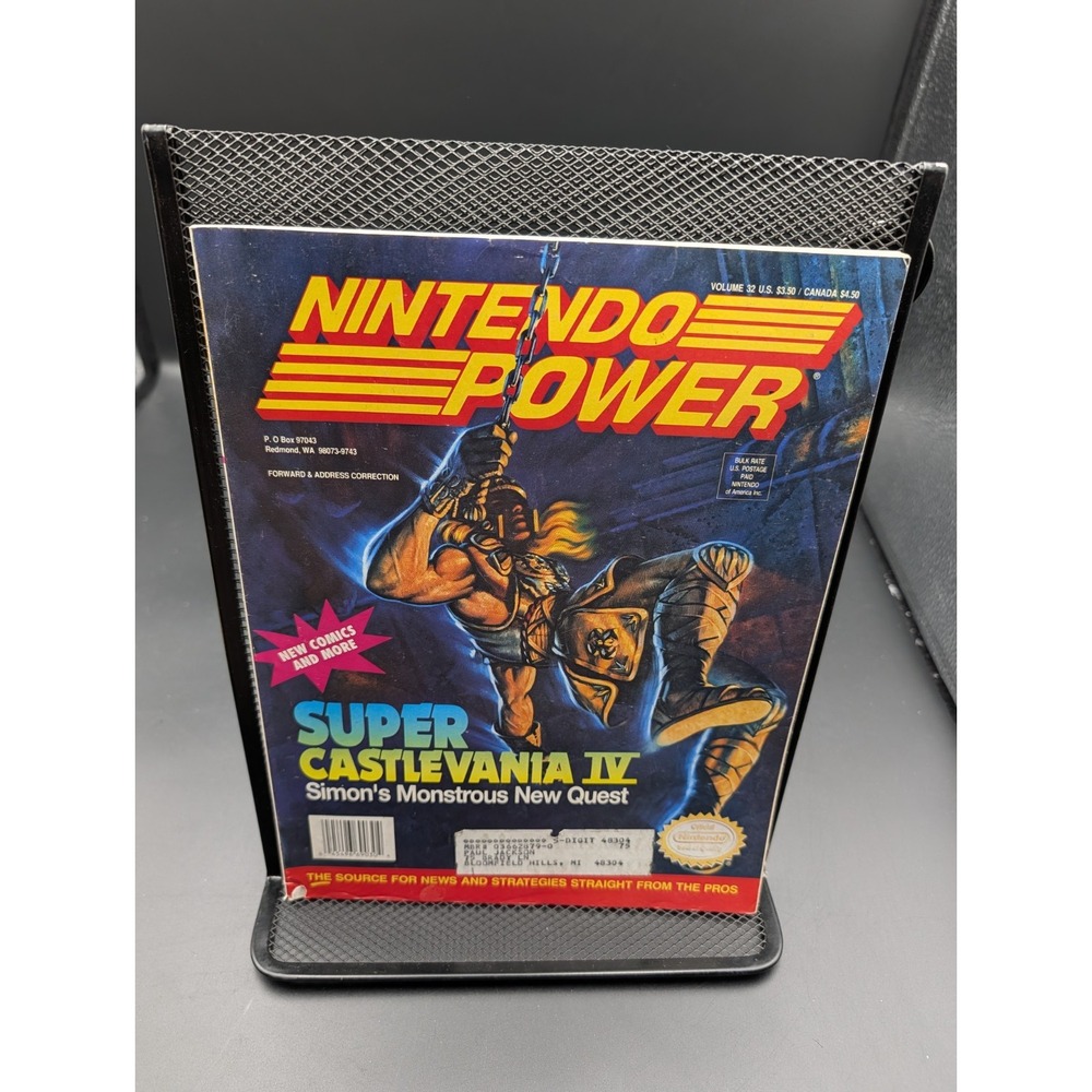 Nintendo Power Magazine Volume Issue 32 Super Castlevania IV & Rocketeer Poster